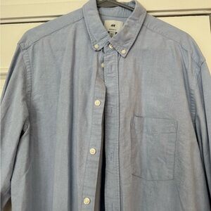 H&M Men's Sky Blue Casual Button-Down Shirt